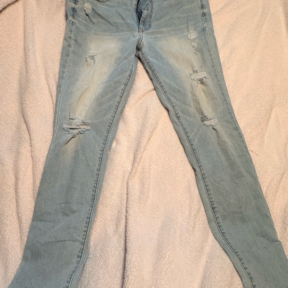 American Eagle Outfitters Light Blue Distressed Skinny Jeans